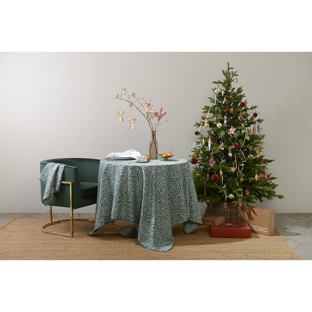 Скатерть из хлопка зеленого цвета с рисунком Спелая смородина, scandinavian touch, 180х260см
