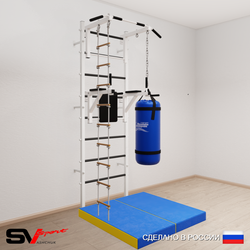 Шведская стенка Sv Sport усиленная 6726 (Турник стандарт/Брусья/Лестница/Цепь/Мешок 22кг/Мат 1м)