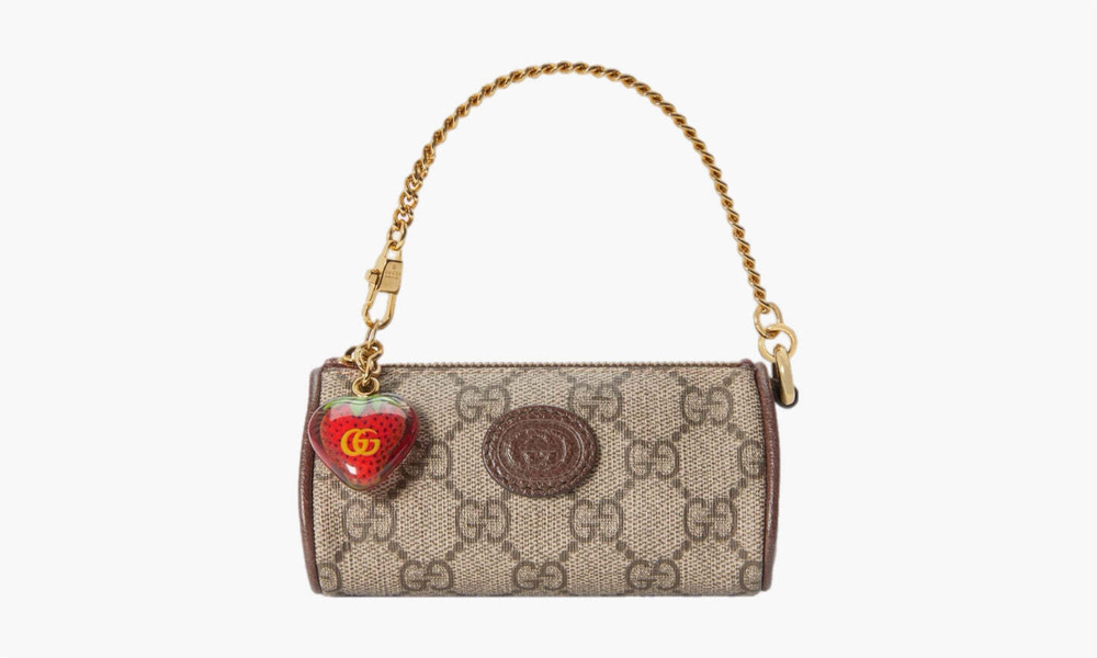 Сумка Gucci Double G Coin Purse Strawberry Wallet "Beige/Ebony"