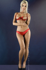 Красный эротический комплект белья с открытым лифом Me Seduce Ramira (SM) (Цвет: красный)