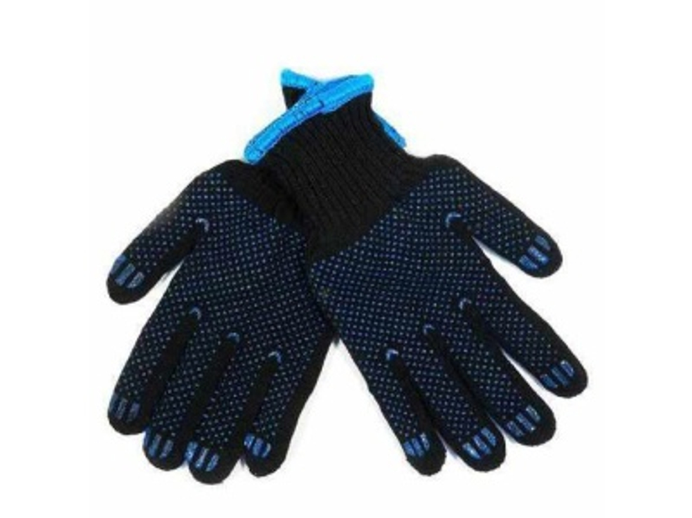 Перчатки х/б Утепленные ЗИМА XXL с ПВХ Точка Черные (5шт/уп)(150шт/меш)