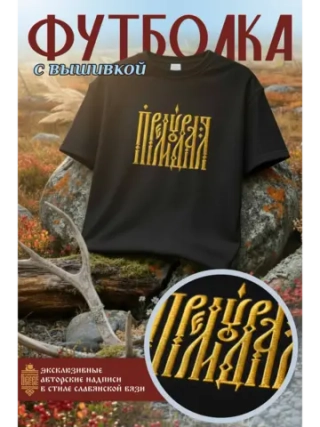 Футболка с вышивкой черная Премудрая