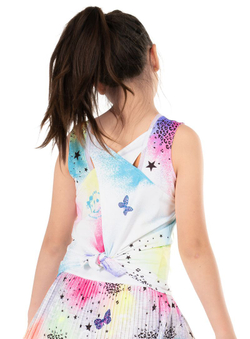 Футболка для девочки теннисная Lucky in Love Novelty Print Graffiti Squad Tie Back Tank - разноцветный