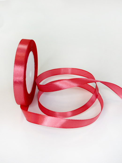 Атласная лента 12 мм (25 ярд)  цвет розовый