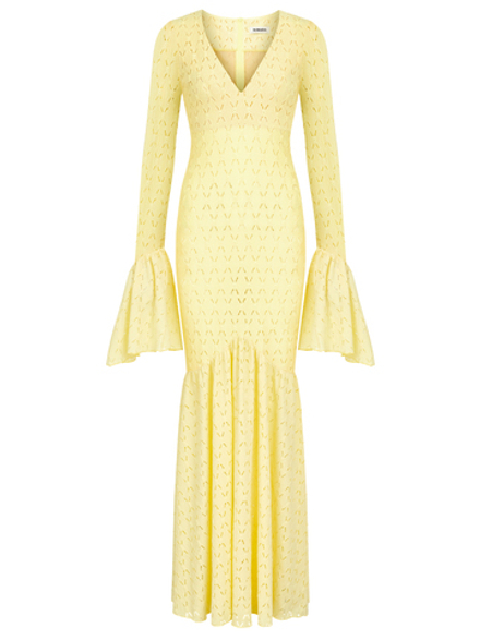 Платье макси трикотажное с воланом