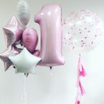 Шар (40"/102 см) Цифра, 1, Розовый, в упак.