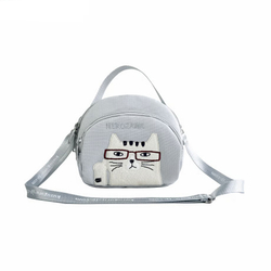 Мини-сумка пошет (pochette), с ремнем, NEKOMARUKE, серый шёлк, 25-8810-1, KUSUGURU