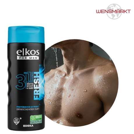 Гель для душа Elkos Fresh 3в1 с ментолом, 300 мл, Германия