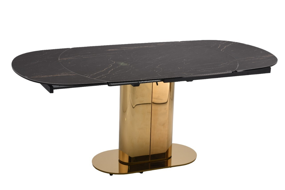 Стол обеденный Ist Casa раскладной Атриум-2, 140(30+30)х100х77 см, черная керамика