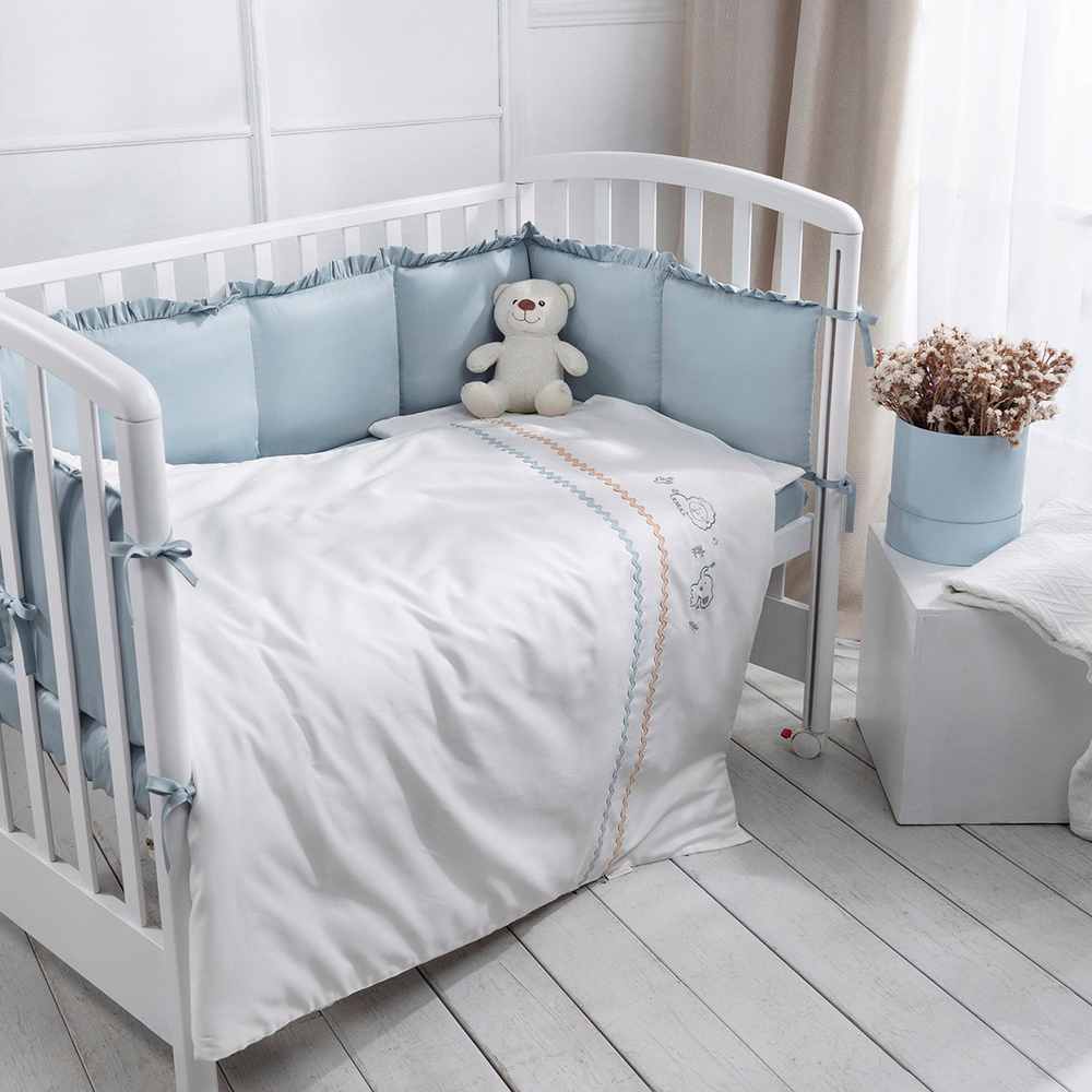 Комплект белья для классической кроватки Toys Sateen 6 предметов цвет аквамарин