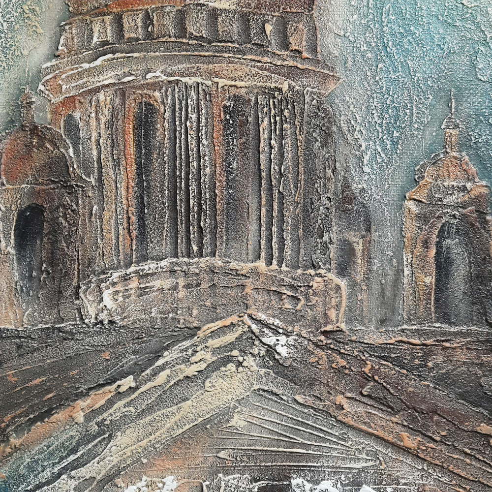 Картина "Исаакий в архитектурной симфонии" 30х40 - Уникальная ручная работа, эксклюзивное произведение