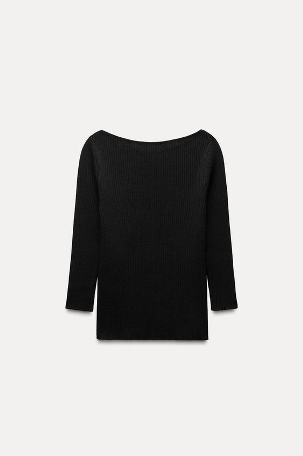 ZARA ТРИКОТАЖНЫЙ СВИТЕР В РУБЧИК, ЧЕРНЫЙ