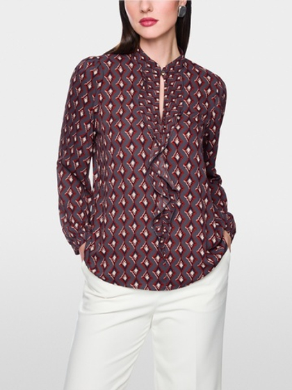 Marc Cain Блуза из струящейся ткани, декорированная рюшами