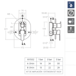 Встраиваемый смеситель для душа на 2 выхода TITANIUM 181502S