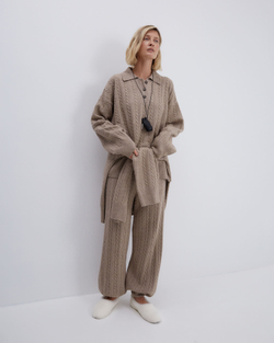 Брюки из смесового кашемира какао