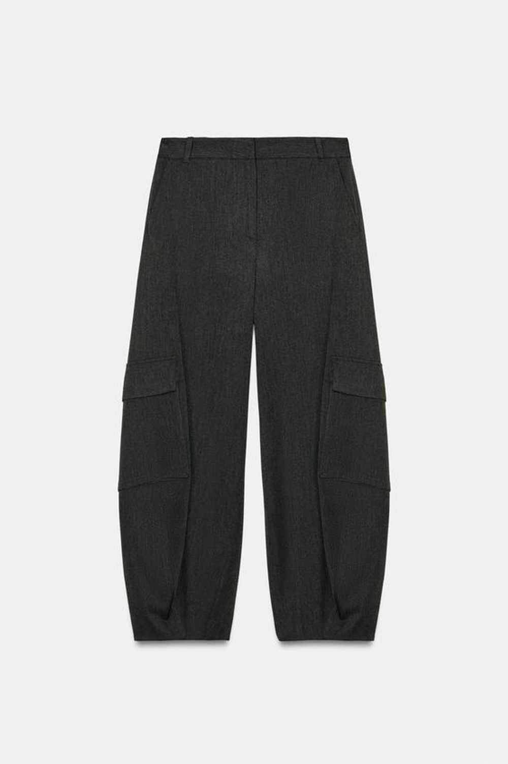 ZARA БРЮКИ КАРГО — ZW COLLECTION, ТЕМНО-СЕРЫЙ