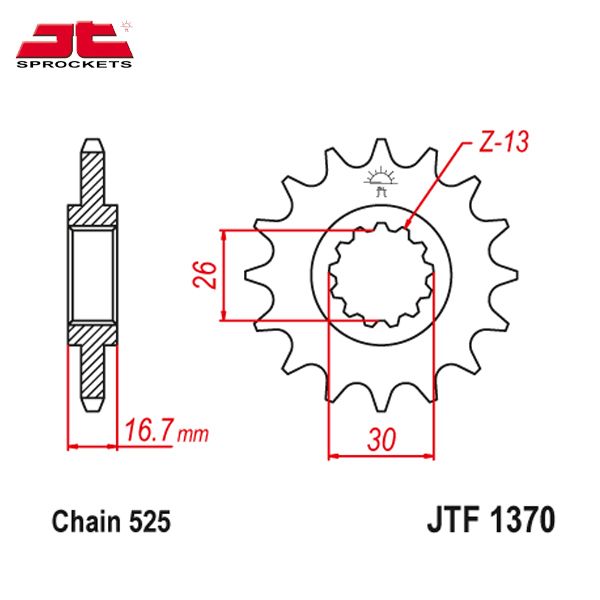 JT JTF1370.15RB звезда передняя (ведущая), 15 зубьев