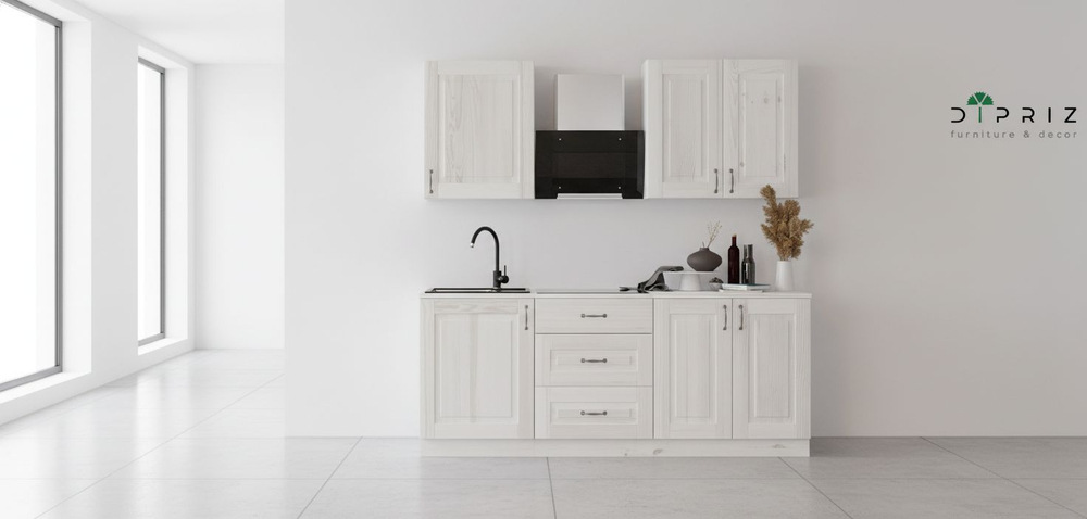 Кухонный модуль напольный, 60х60х85, Стокгольм Светлый, под мойку, со столешницей, из массива дерева, белый, Dipriz