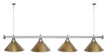 Лампа STARTBILLIARDS 4 пл. (плафоны коричневые,штанга голубая,фурнитура золото)