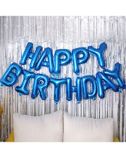 Шары-буквы, фольга, растяжка Happy Birthday (цвет в ассорт.)