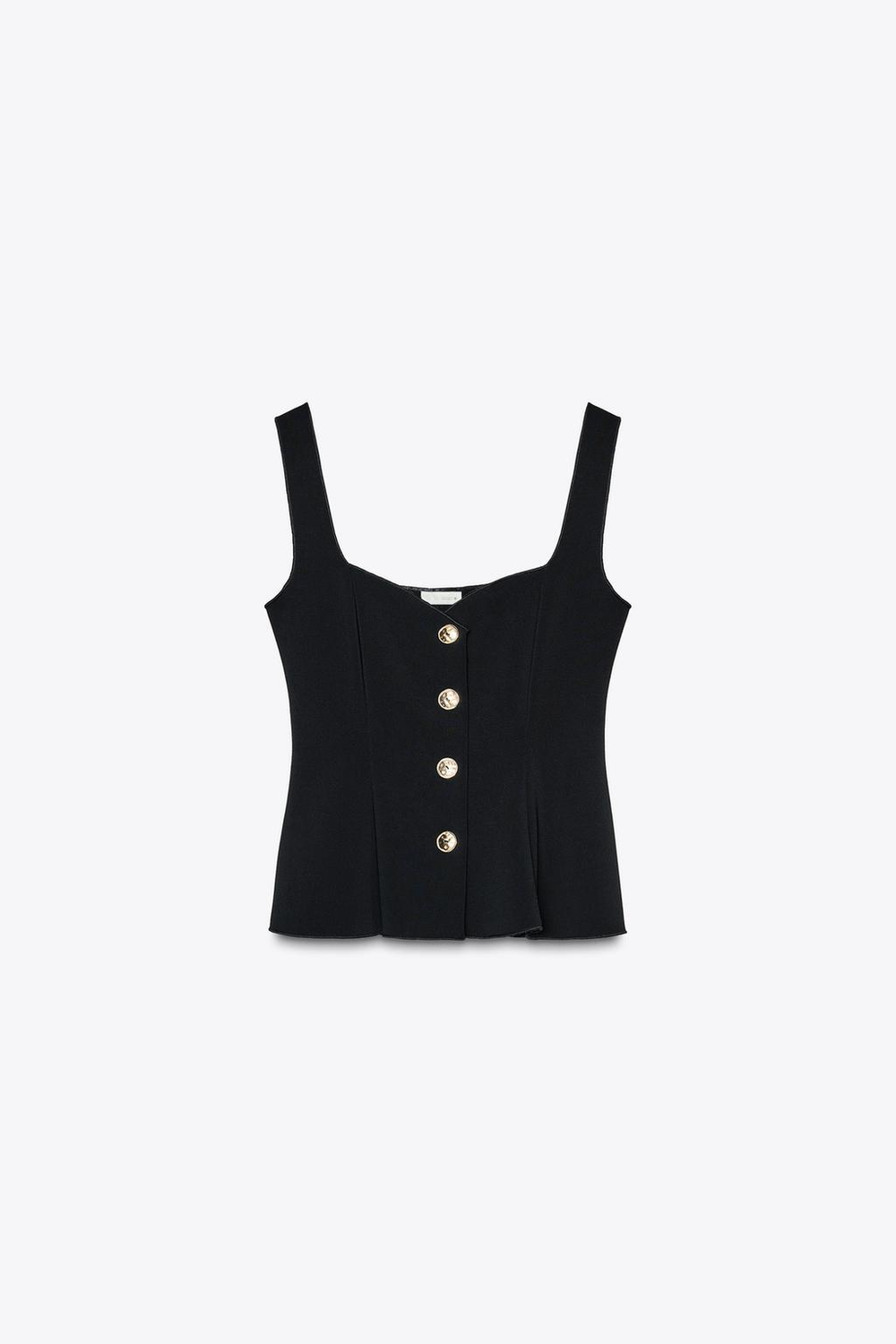 ZARA ТОП С ЭЛАСТИЧНЫМ ЖИЛЕТОМ И БАСКОЙ, ЧЕРНЫЙ