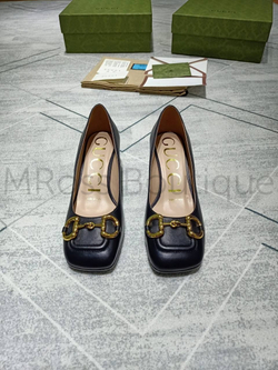 Женские туфли Gucci Horsebit черного цвета