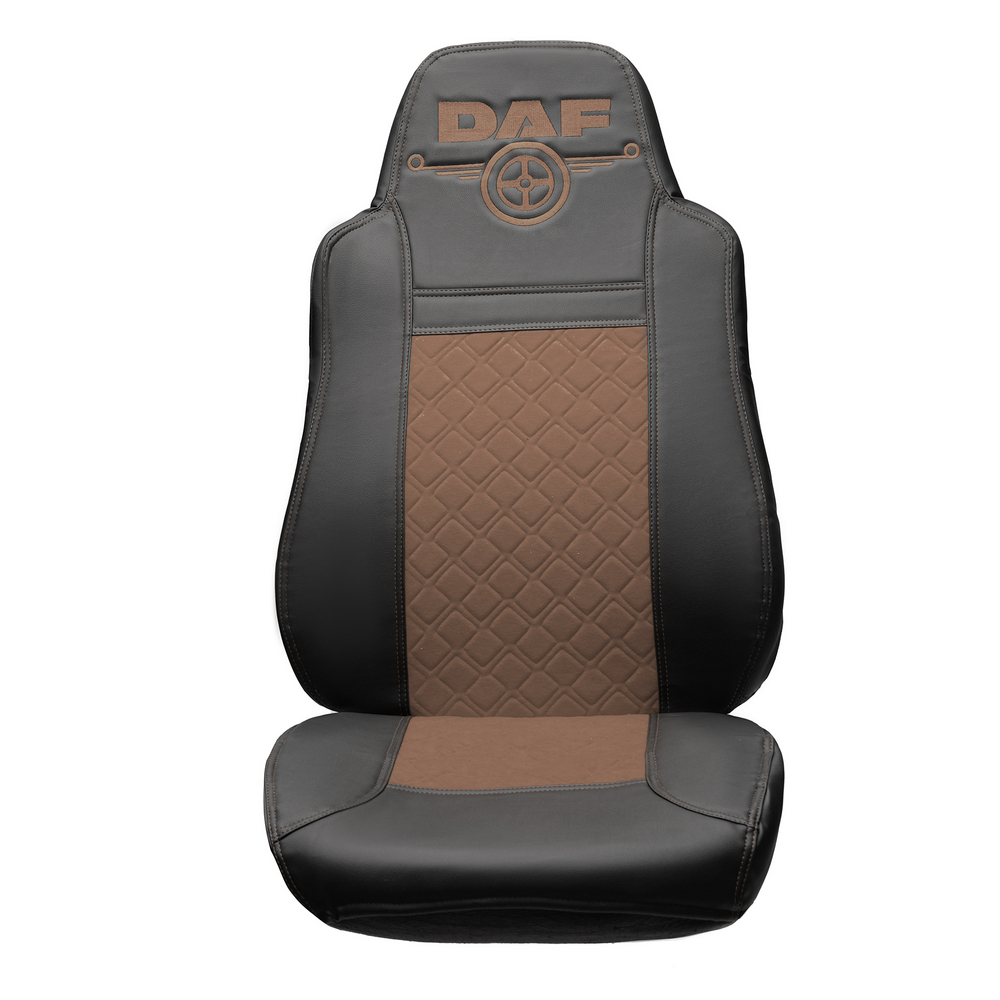 Чехлы DAF XF-105 (экокожа, черный, коричневая вставка)