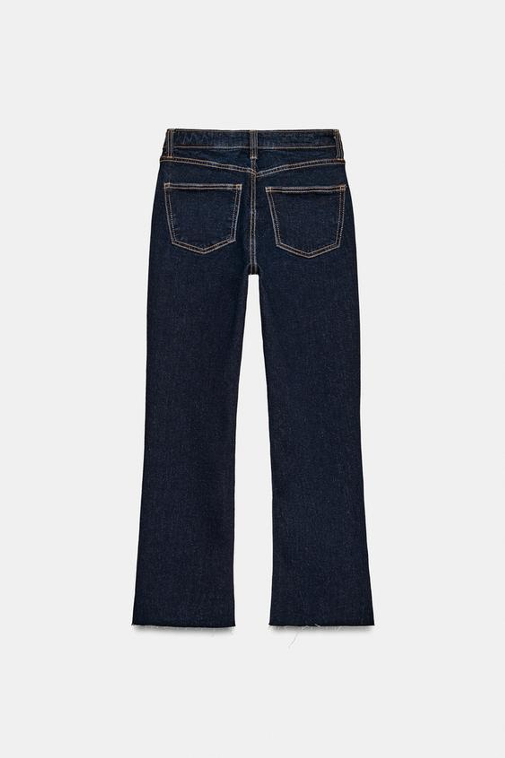 ZARA ДЖИНСЫ TRF CROPPED FLARE С ВЫСОКОЙ ПОСАДКОЙ, ТЕМНЫЙ ИНДИГО