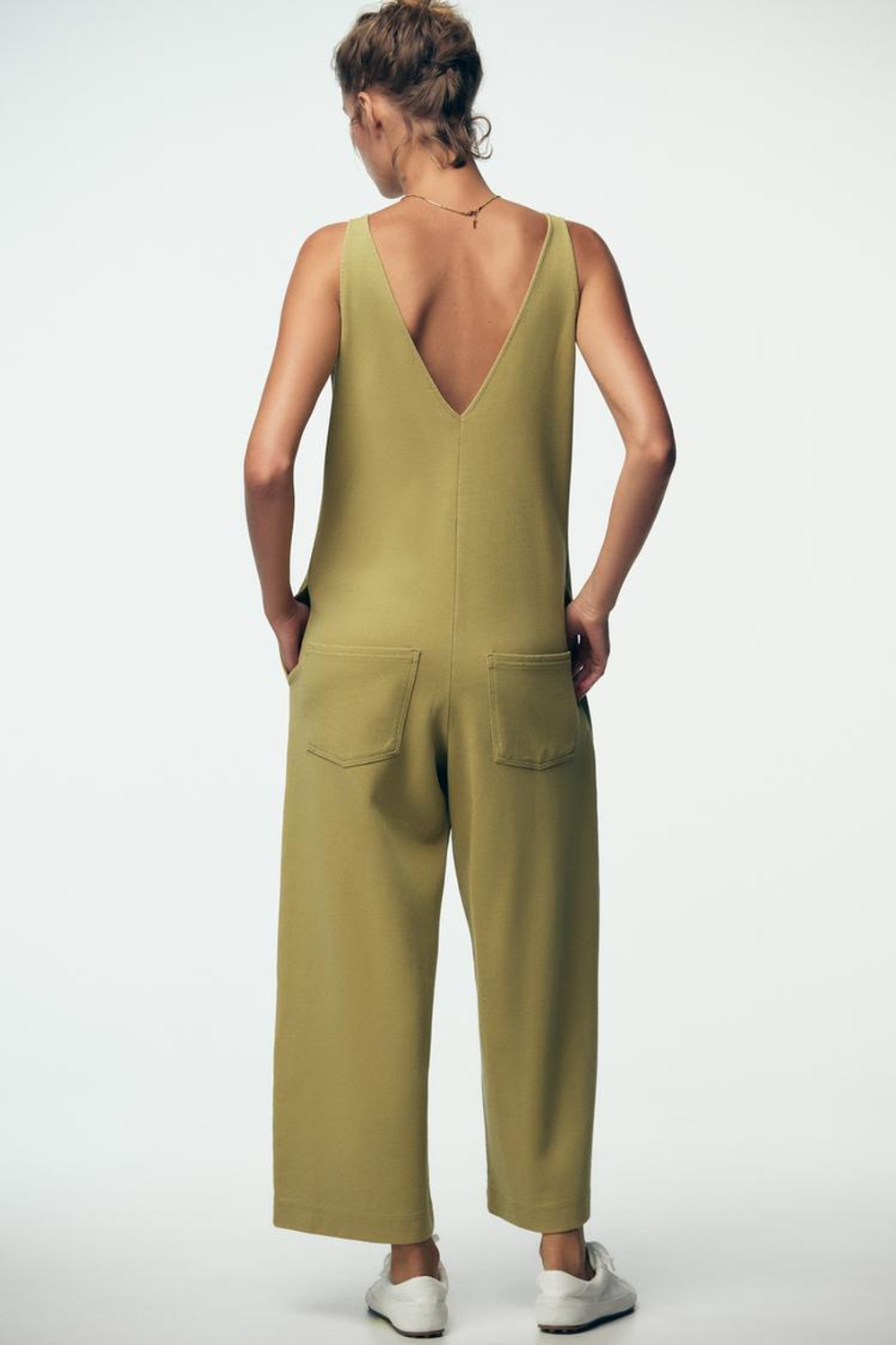 ZARA КОМБИНЕЗОН ИЗ ТКАНИ ИНТЕРЛОК, СВЕТЛО-ОЛИВКОВЫЙ