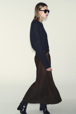 ZARA ЮБКА МИДИ С РЕМНЕМ, КОРИЧНЕВЫЙ