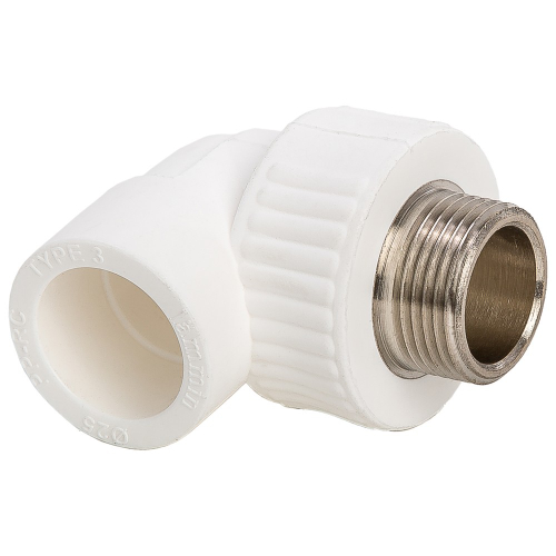 Угольник комбинированный полипропиленовый PPRC НР 25х3/4" Lammin наружная резьба, белый (уп. 15 шт)