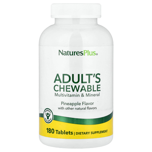 NaturesPlus, жевательные мультивитамины и минералы для взрослых, со вкусом ананаса, 180 таблеток