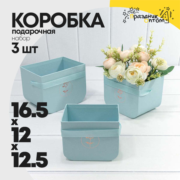 
          Коробка 16.5х12х12.5 см Набор 3 шт с закругленным дном (Голубой)