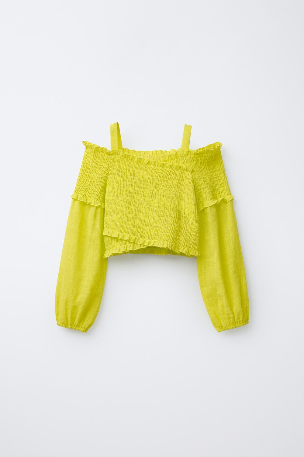 ZARA ЭЛАСТИЧНЫЙ ТОП C БРЕТЕЛЯМИ, НЕОНОВО-ЛАЙМОВЫЙ