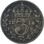 United Kingdom, 3 Pence 1914 – King George V (1st Issue, incl. Maundy)