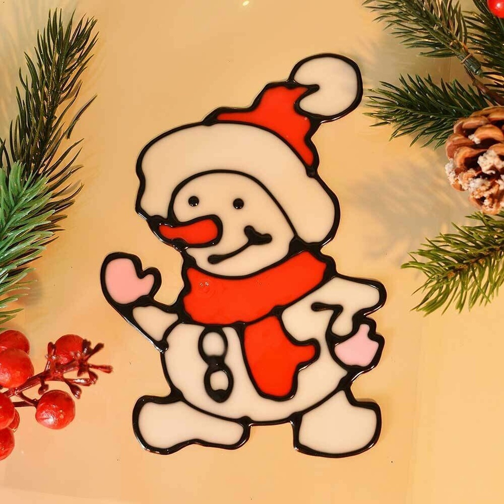 Наклейка на стекло "Снеговичок" 15*20см