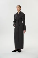 Приталенное пальто Sparkles, Серое