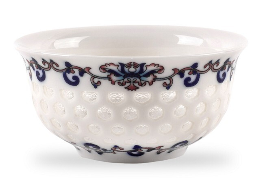 242091 Пиала РИСОВЫЙ ФАРФОР "Улей",фарфор 100мл. Диаметр 6,5см высота3см. Цвет белый, цветной узор