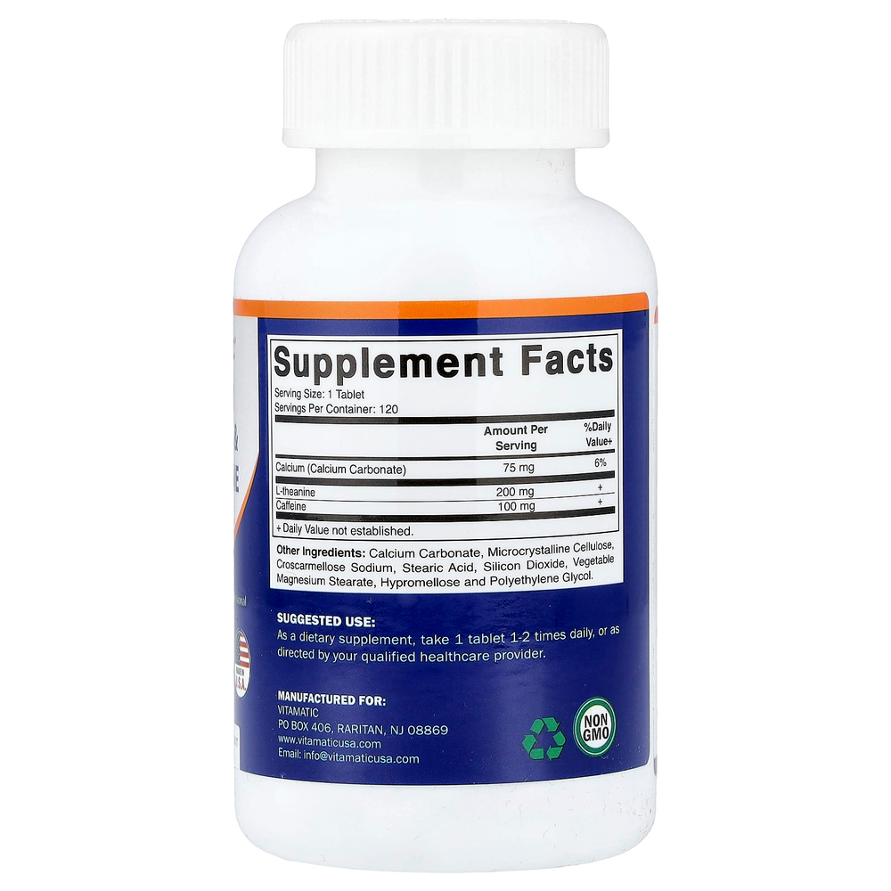 Vitamatic, кофеин и L-теанин, 120 таблеток