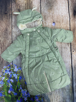 Комбинезон-трансформер (2в1) Модель: 025 "Облачка" (ИП Петрова Г.Г.) (Цвет: Оливковый, Размер: 74-80)