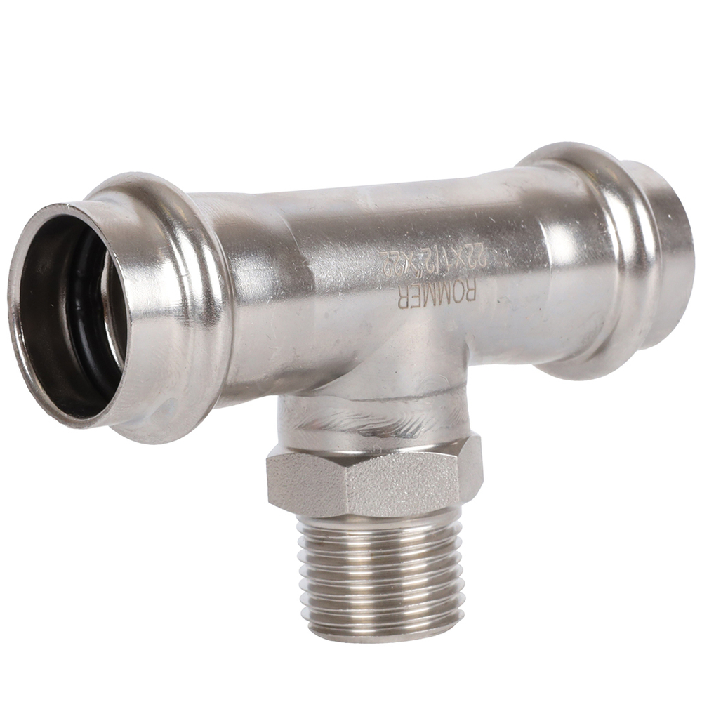 ROMMER Тройник с НР 22x1/2" из нержавеющей стали прессовой