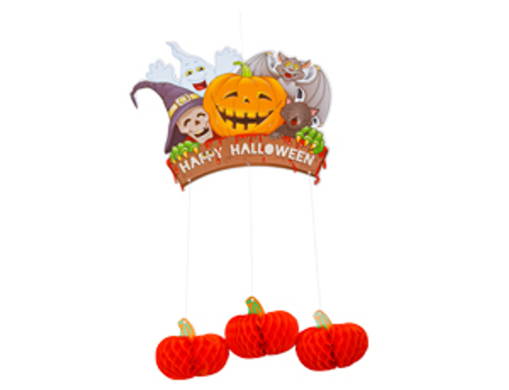 Декорация Подвеска Happy Halloween Тыквы 40х30см