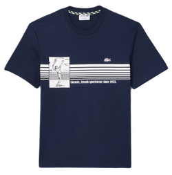 Мужская теннисная футболка Lacoste French Made Tennis Print Heavy T-Shirt - небесный