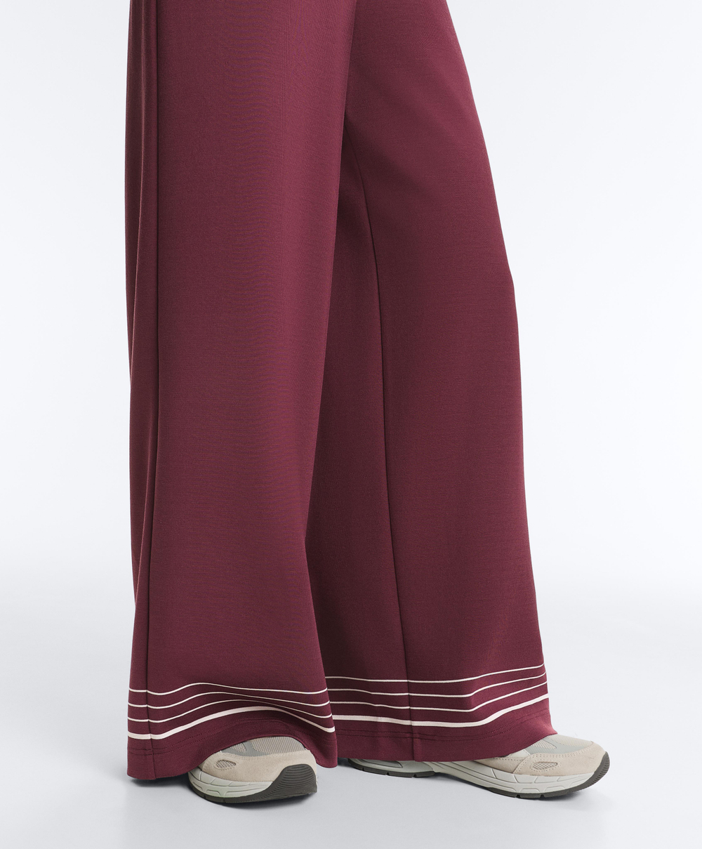 OYSHO Прямые брюки с высокой посадкой и мягкими на ощупь полосками из модала в морском стиле, бордо