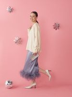 ЮБКА САТИНОВАЯ С ПЕРЬЯМИ GREY