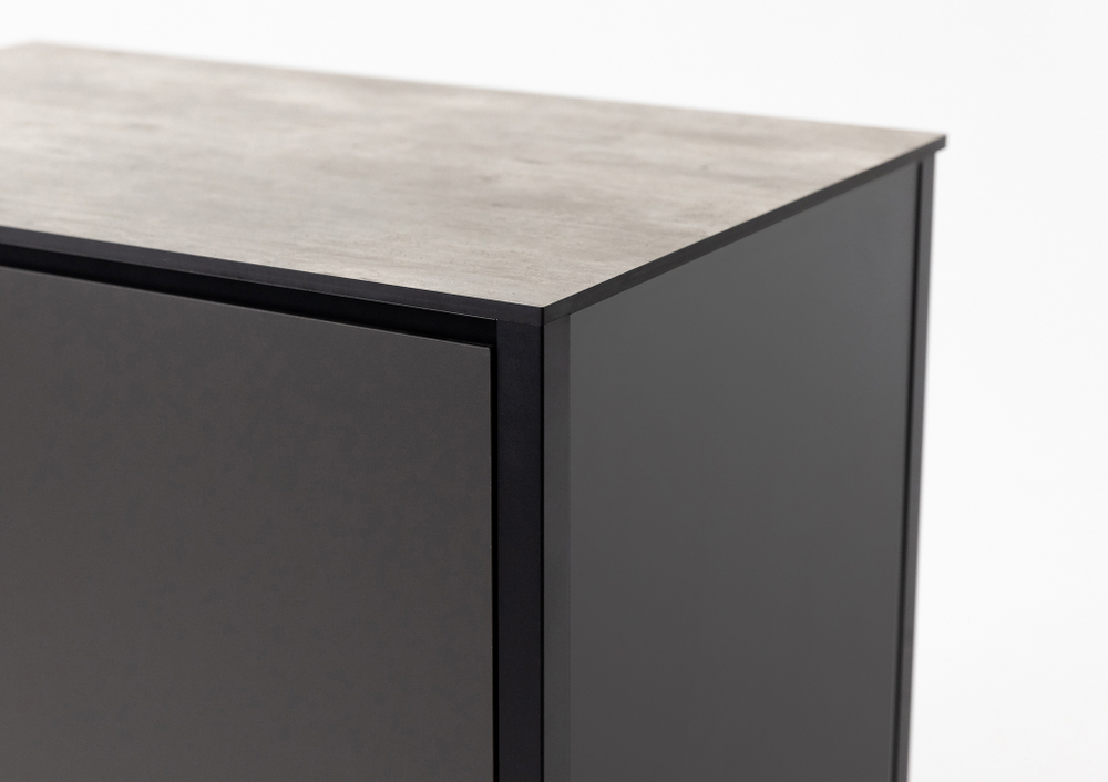 Шкаф напольный Lounge D-03, 90 см, черный/серый каспий