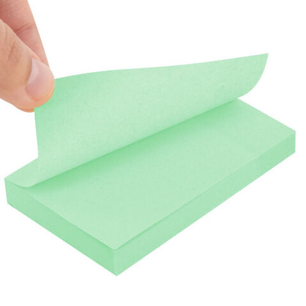 Блок самоклеящийся (стикеры) STAFF STANDARD, ПАСТЕЛЬНЫЙ 76х51 мм, зеленый, 100 листов, 116583