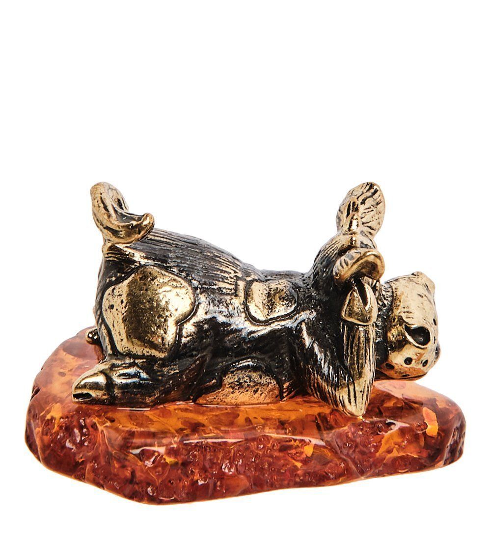 AM-3004 Фигурка «Корова не слышу» (латунь, янтарь)
