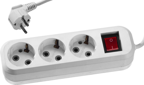 СИБИН У-30 В, ПВС, 3 х 0.75 мм2, 3 гн., 3 м, выключатель 2200 Вт, бытовой удлинитель (55036-3)