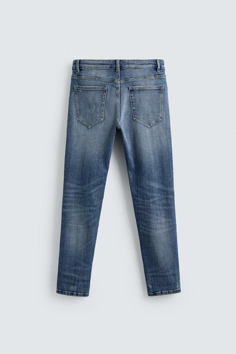ZARA ДЖИНСЫ SKINNY FIT С ДЫРАМИ, ВЫЦВЕТШИЙ СИНИЙ